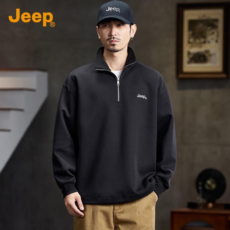Jeep Men's Casual Half-Button Polo Sweatshirt