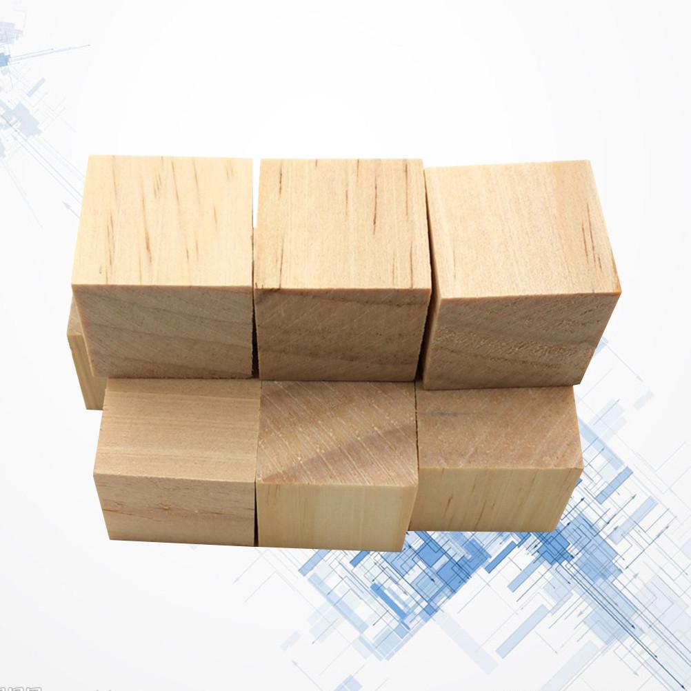 10Pcs 2.5cm Natural Pine Wooden Cubes Smooth Splinter-Free Craft Blocks for DIY Alphabet Numbers Puzzle Stamp Mounting Painting