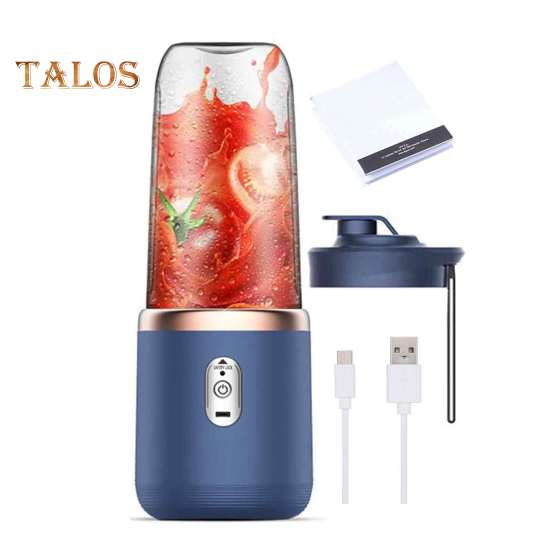 

Портативный блендер-соковыжималка для фруктового сока 400 мл, большая емкость, не содержит BPA, перезаряжаемая беспроводная электрическая соковыжималка B синий