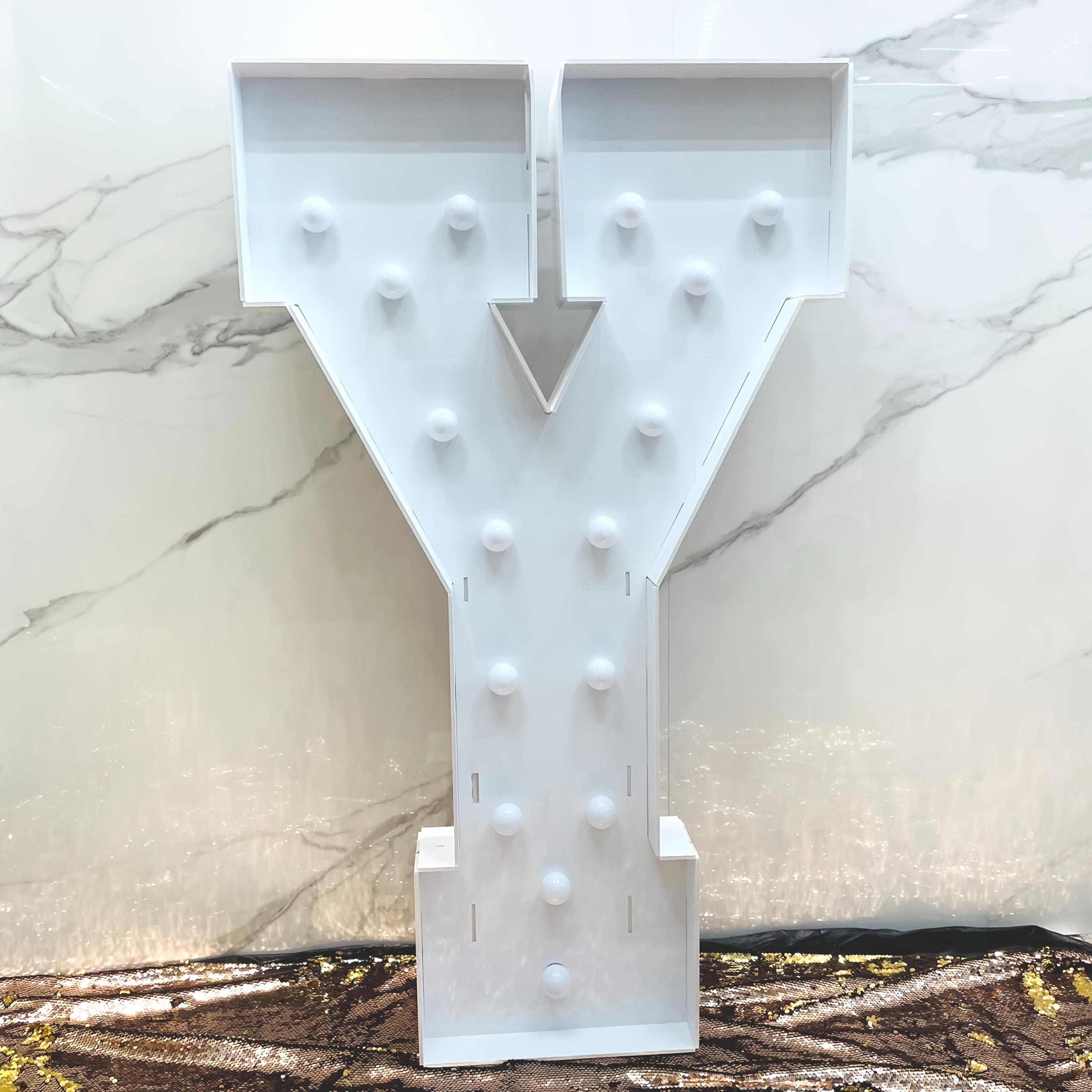 

1 шт. 92 см Літери Маркізи A-Z Велика літера з підсвічуванням для фону на День народження, Весілля, Вечірку Baby Shower, Пропозицію, Декор. Попередньо вирізаний пінопластовий каркас з білим підсвічуванням Y