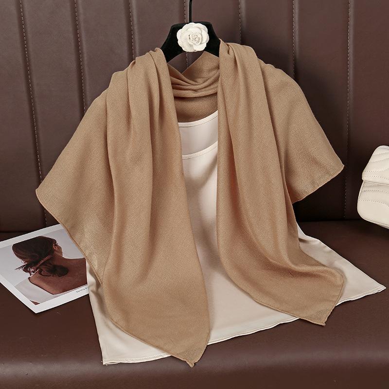 Women Plain Solid Color Square Cotton Viscose Shawl Scarf High Quality Print Soft Shawls and Wraps Bufandas Muslim Hijab 90*90Cm
