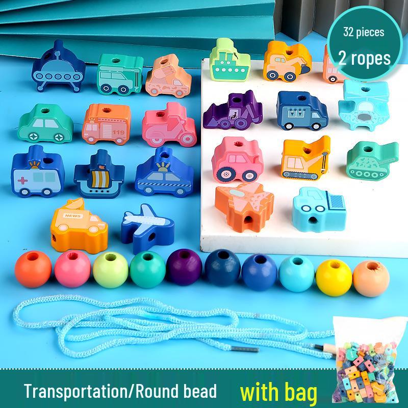 Wooden Animal & Fruit Stringing Educational Toy for Kids