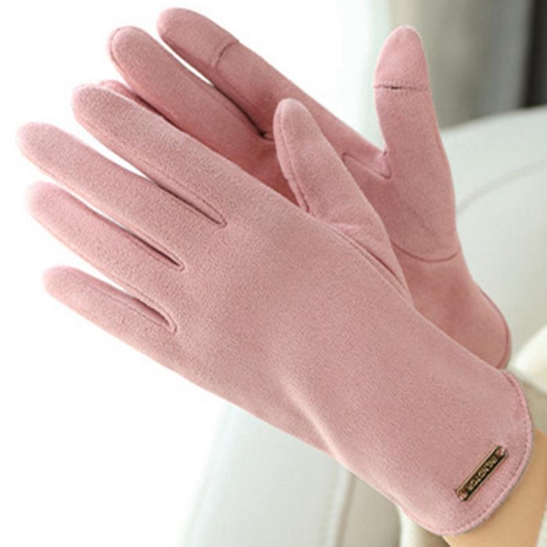 Women Warm Fingerless Flip Mittens Autumn and Winter Touch Screen Driving Gloves