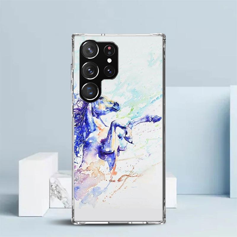 Animal Oil Painting Horse Phone Case For Samsung Galaxy S24 S25 Edge S26 Ultra S22 S23 Plus S21 + S20 FE Soft TPU Back Cover Gal