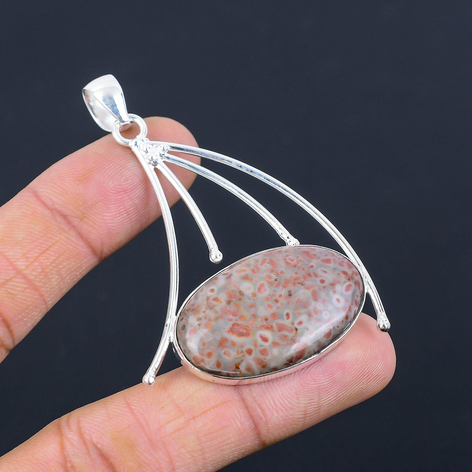 

Natural Sunflower Blister Gemstone Pendant Red 925 Sterling Silver Jewelry