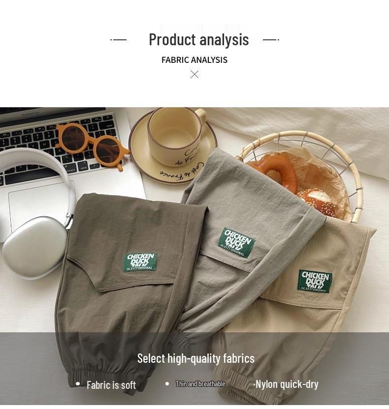 Boys' Quick-Dry Cargo Pants: Korean-Style Casual Summer Wear
