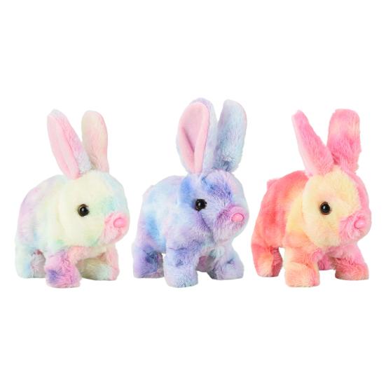 Electric Jumping Plush Rabbit Toy Hopping Ears Nose Moving Bunny Plushie Toddlers Boys Girls Interactive Simulation Stuffed Animal Toy with Sound