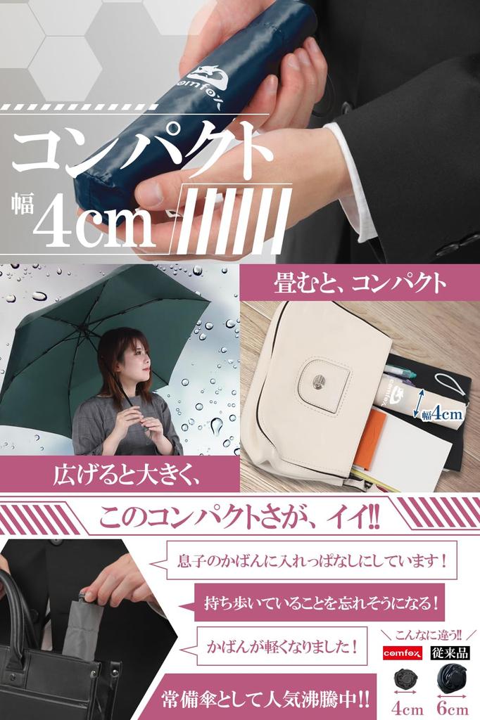 Folding umbrella 110g x Diameter 99cm x Compact to perfect Folding umbrella Umbrella Highly water repellent Safety reflective tip Unisex comfox