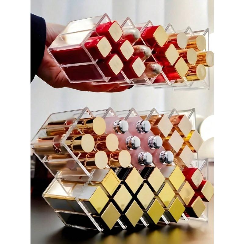 1 boîte de rangement pour rouge à lèvres, Organisateur de maquillage, Support tour à 16 emplacements pour rouge à lèvres, Boîte de rangement pour étagère à parfums