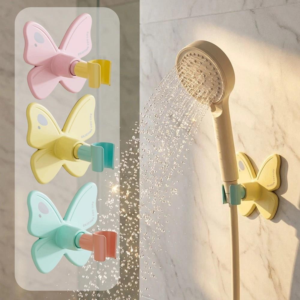 360° Adjustable Creative Shower Head Bracket Butterfly Shape Shower Hanging Rack Bathroom Supplies