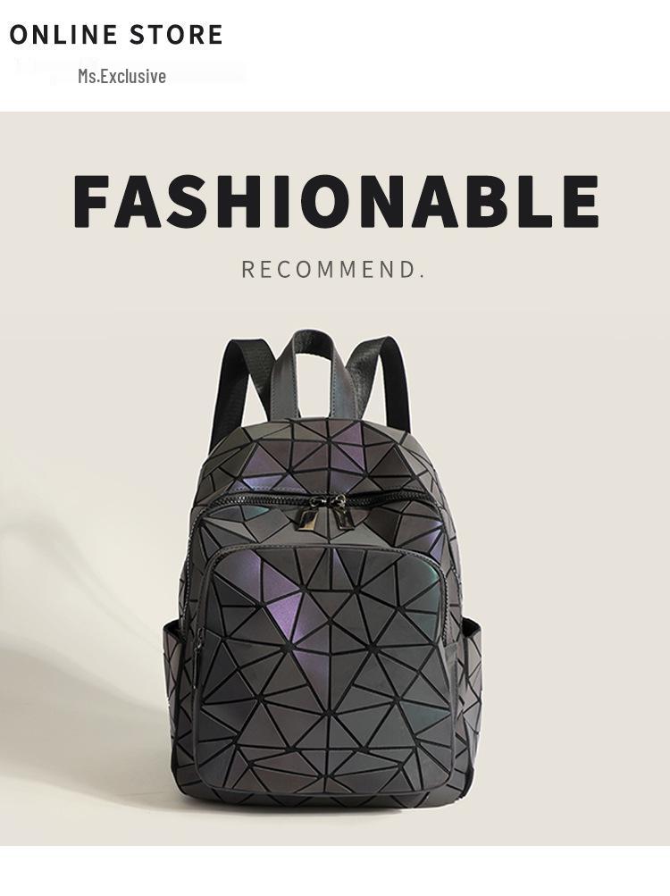 2026 Spring/Summer Geometric Luminous Double Shoulder Backpack - Trendy, Versatile, Large Capacity for School and Travel
