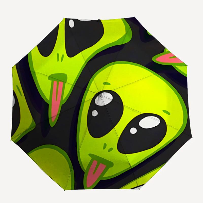 

1pc Alien Face Automatic Umbrella - 8-Rib Foldable Design, Outdoor Adventures, and Family Celebrations y250829021