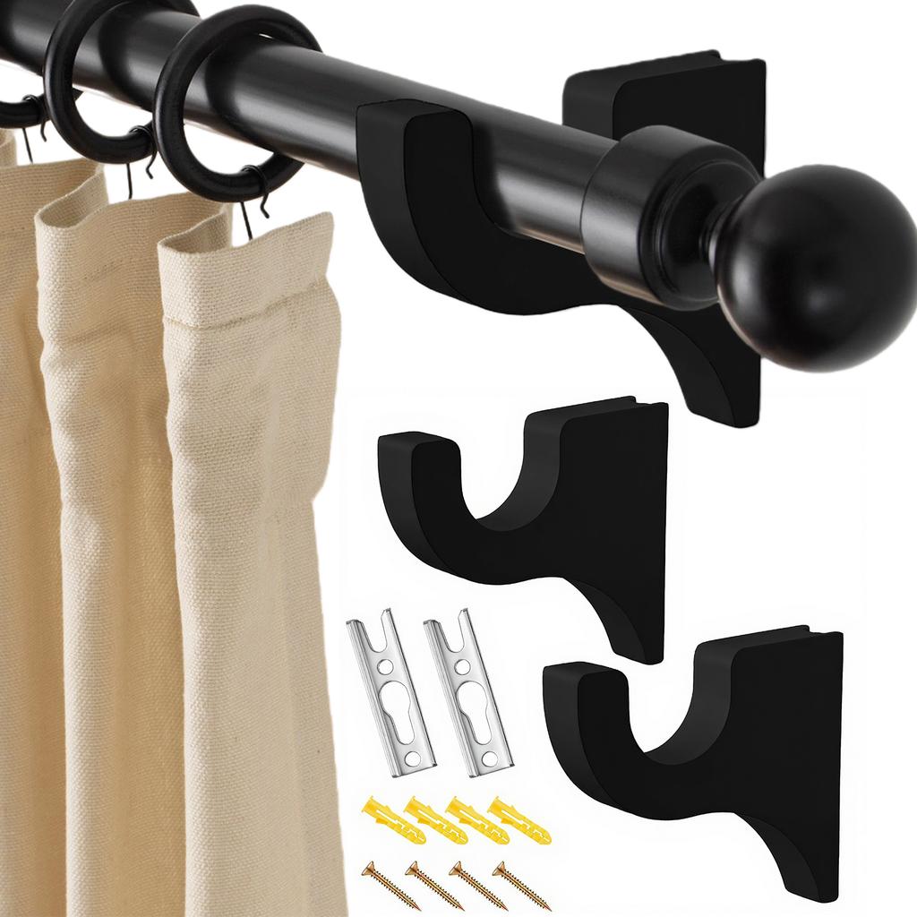 2 Pcs Wooden Curtain Rod Brackets Multipurpose Curtain Rod Holders for Bathroom Bedroom Living Room Kitchen