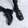 Men Fashion Square Toe Shoes Lace-up Oxfords Shoe Punk Rock Dress Black Stylish Genuine Leather Footwear  Designer Sneakers