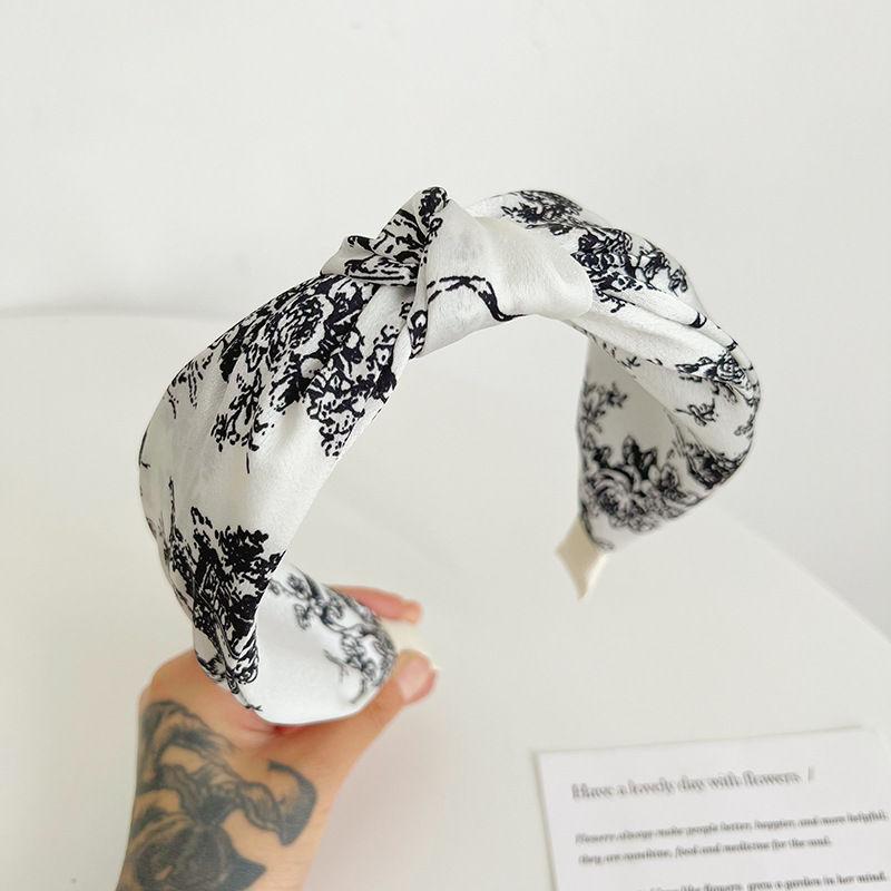 Wide Edge Printed Fabric Hair Accessories Women Cross Headband Simple Hair Hoop Knotted