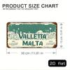 D Flat pc Retro Valletta Malta Metal SignWall Art with Country Green and White Design Durable High Definition Print