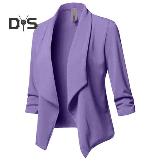 Dámské Business Blazer Cardigan s otevřeným stehem Tříčtvrteční rukávy Rovná klopa Jednobarevné Formální styl OL Styl OL Volný Dámský Business kabát