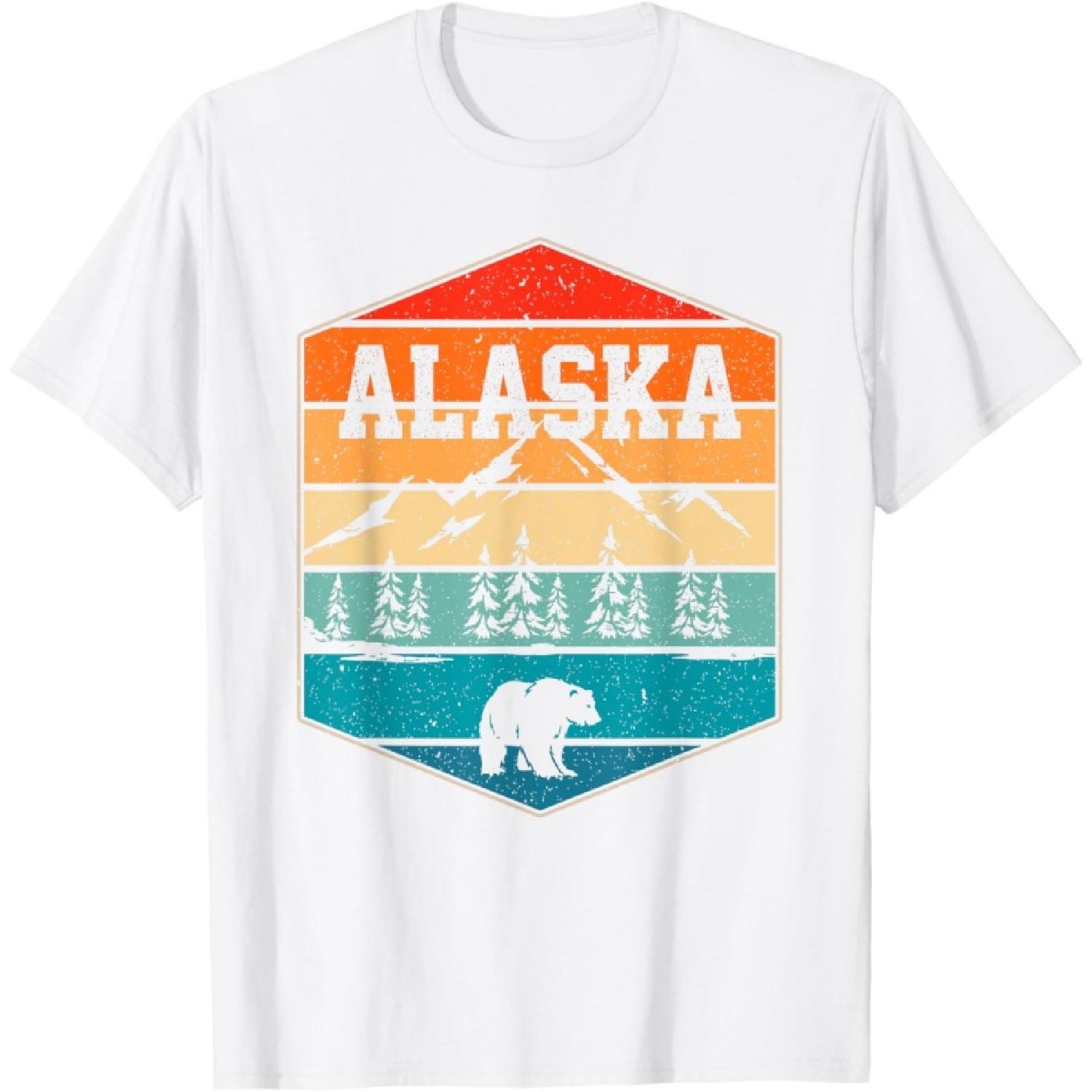 

Alaskan Glacier Mountains Landscape Bear Animal Retro Alaska T-Shirt XXXXXL білий