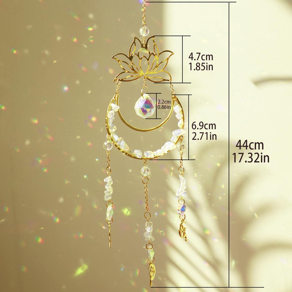 Kristall-Sonnfänger Mond Lotus Engel Hängende Dekoration Buntglas-Sonnfänger Kristallprisma Gartendekoration Außen Dekorationen Geschenk