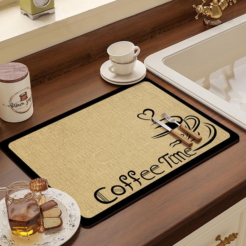 American Coffee Machine Absorbent Kitchen Mat - Drying & Draining for Countertops & Dining Tables