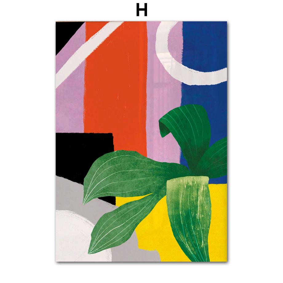 Retro Flowers Vase Leaves Gallery Colorful Funky Poster And Prints Wall Art Canvas Painting Wall Pictures For Living Room Decor