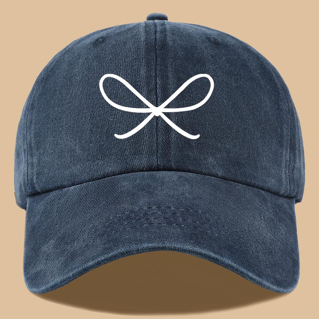 Cute bow printed baseball cap for fishing, vacation, and parties, curved brim sun hat, fashionable and versatile