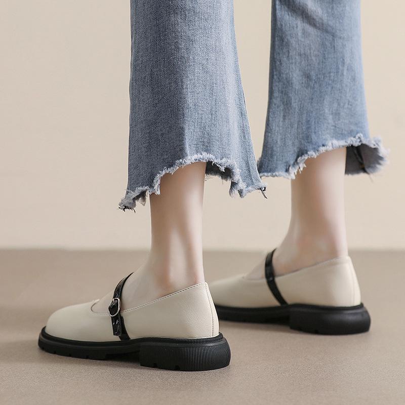 Women's 2023 Thick-Soled Mary Jane Loafers - Spring/Autumn Round-Toe Chunky Heel, Soft Sole