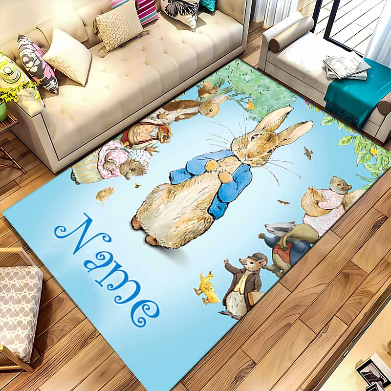 Custom Personalization Peter Rabbit Area Rug - Perfect For Kitchen, Bathroom,Laundry Room Decor Large Size Available,Gift All Seasons