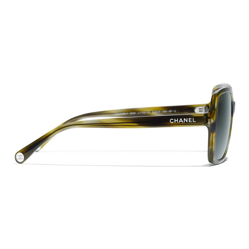 Chanel Letter Decoration Acetate Frame Irregular Sunglasses Women's Brown