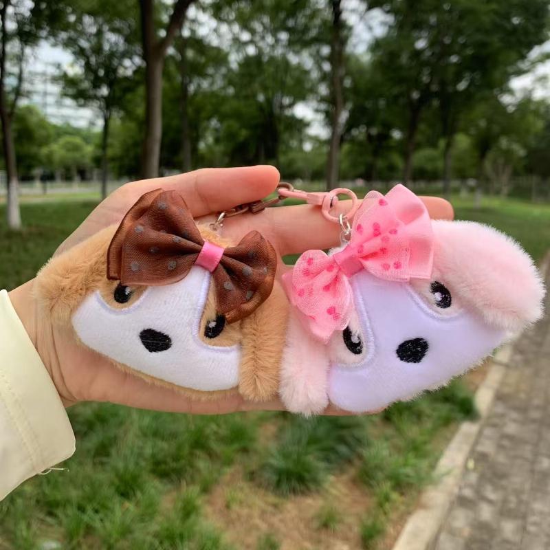 Cute Plushie Puppy Keychains Cartoon Dog Bag Charm Lovely Accessories for Women Kawaii Plush Animal Pendant Gift Key Chain
