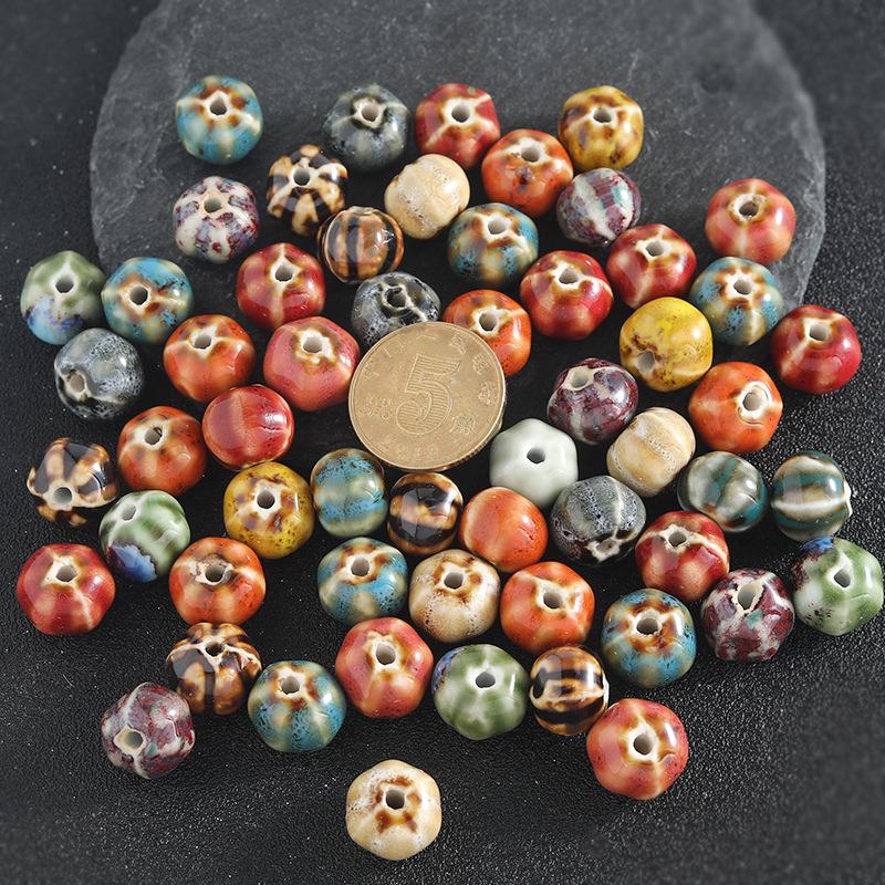 DIY Retro Ceramic Pumpkin Beads Bracelet Accessories - Handmade Jewelry Stringing & Weaving Materials