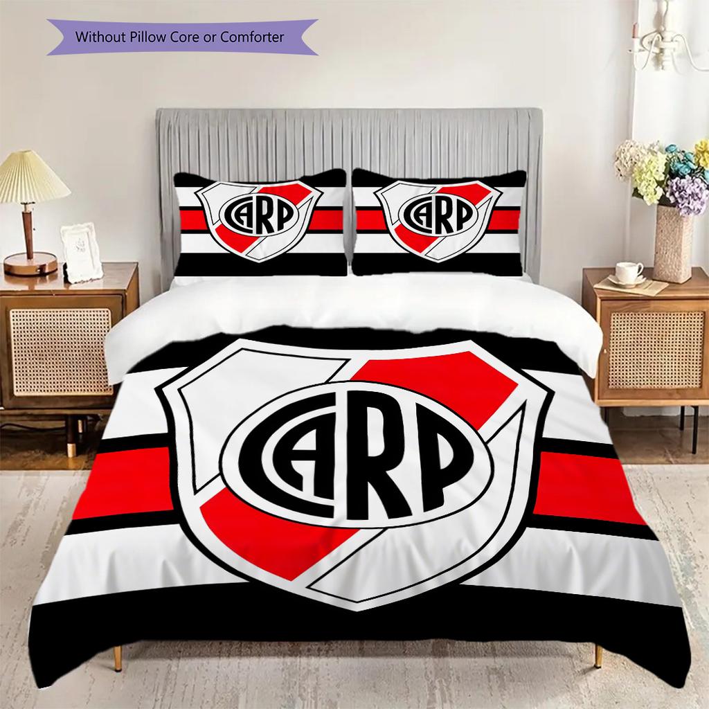 River Plate Logo Pattern Bedding Quilt Set Quilt Cover Pillowcase Home Decoration Birthday Gift (1 * Duvet Cover + 2 * Pillowcase, Without Core)