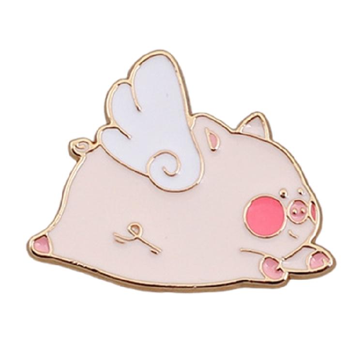 Animal Brooch Pin Enamel Brooch Cartoon Pig Accessory Flying Pig Enamel Pin Animal Badge Alloy Texture for Daily Outfits