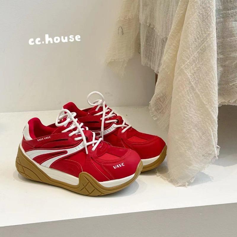 

Retro versatile thick bottom heightening red women s new niche bread sports and leisure 40 красный