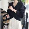 2026 Autumn/Winter Petite Korean Style Cross-Neck Loose Long Sleeve Sweater