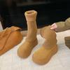 2025 Elastic Knit Sock Boots: Single-Sided Lining, Casual Autumn/Winter, Versatile Streetwear, College Style, Brown.