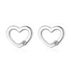 Modian New Summer 925 Silver Simple Hearts Clear CZ Stud Earrings Fashion Rose Gold Ear For Women Fine Jewelry