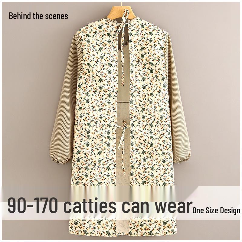 Women's Long Sleeve Canvas Apron - Breathable, Stain & Wear-Resistant Cooking Coveralls for Home Kitchen