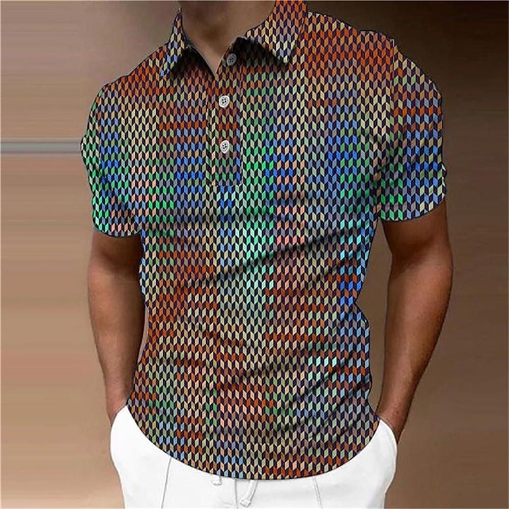 Independent Station Men'S Short Sleeve Polo Shirt 3D Digital Printing Casual Trend Lapel Shirt