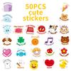 50 Vitality Cute Pet Encouraging Text Small Handle Stickers Cute Animal Inspirational Phrases Decorative Fun Stickers