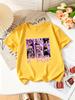 Girls K-POP Halloween Demon Idol Print Short Sleeve T-Shirt Cute Cartoon Graphic Tee Kids Summer Casual Top
