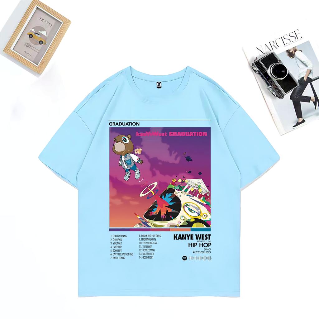 Rapper Kanye West Graduation Music Album vintage T Shirt Unisex WOMEN print streetwear Oversized short sleeve Cotton Unisex t shirt