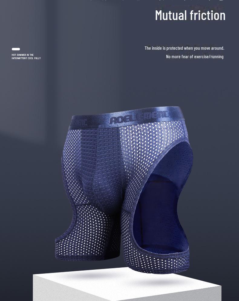 Men's Anti-Friction Ice Silk Long Boxer Briefs - Large Size Sports Running Tights