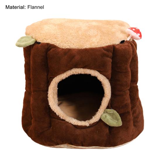 Yousheng Hamster Nest Lovely Appearance Stump Design Flannel Comfortable Squirrel Bed Hammock for Small Animals