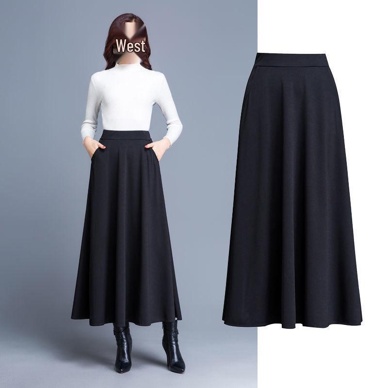 2025 A-line High Waist Midi Skirt, Slimming Plus Size, Versatile Korean Style, Women's Dance Skirt for All Seasons