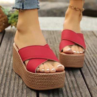 Plus Size Shoes for Women 34-43 Summer Fashion Platform Wedges Slip On Platform Wedges Non-slip Sandals Slipper Women