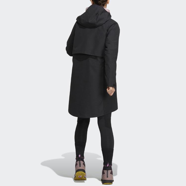 Adidas Solid Color Detachable Hooded Three-In-One Jacket Women Jackets Black HN2000