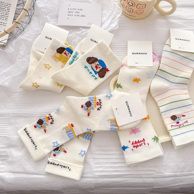 Korean Socks Female Cartoon Puppy Tube Socks Fashion All-match Dachshund Socks New Style