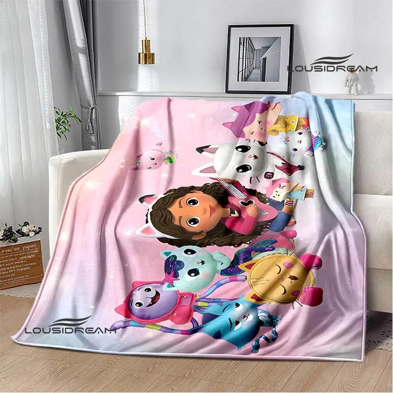 Gabby's Dollhouse Cute Anime Printed Blankets Picnic Blanket Flannel Warm Blanket Travel Blankets Bed Linings Birthday Gift