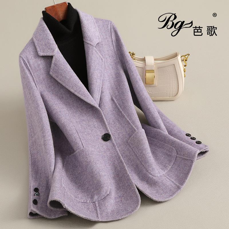 Autumn New Double-sided Wool Short Small Suit Coat Slim-fitting High-end Small Woolen Coat Women